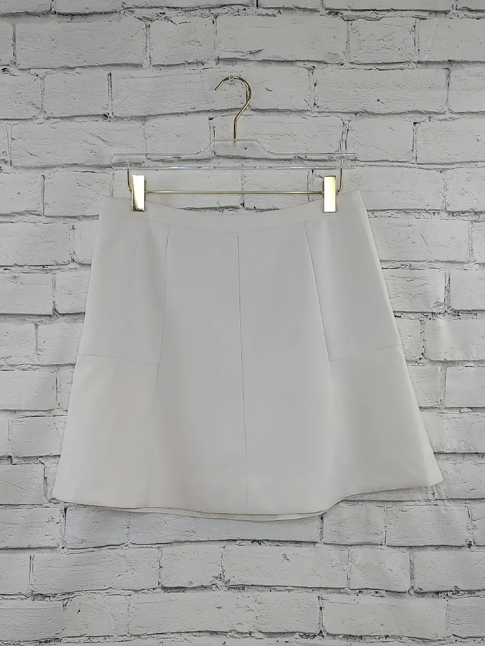 J Crew Double Crepe Fit & Flare Flippy Hi Waist A-Line Circle Mini Skirt Ivory